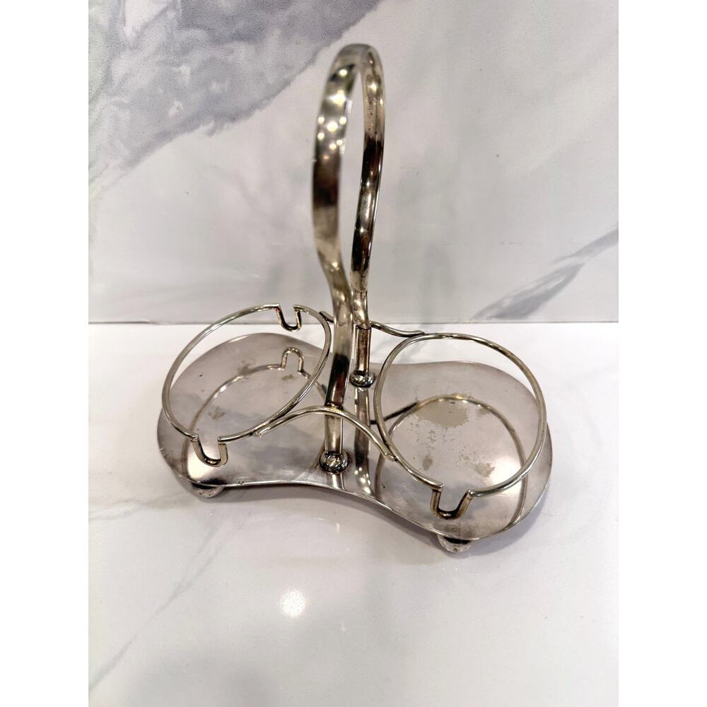 William Adams Silverplate Double Condiment Caddy Stand Vintage English Tableware - Picture 3 of 9